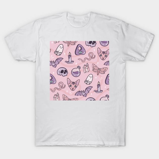 Spooky Pink Pastel Pattern T-Shirt by scrambledpegs